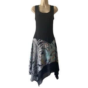 MSK Black and Multicolor Asymmetrical Dress